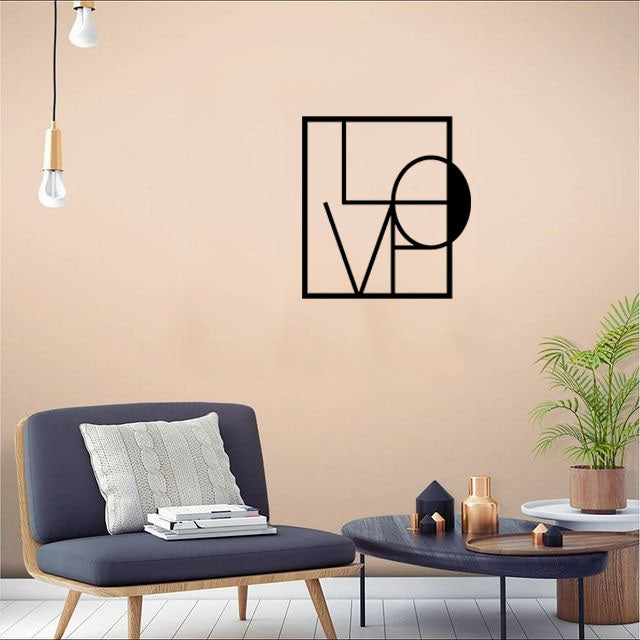 Mot Love dans un cadre, décoration murale en métal noir, vue 3
