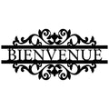 Plaque Bienvenue en métal noir à arabesques, déco d'entrée