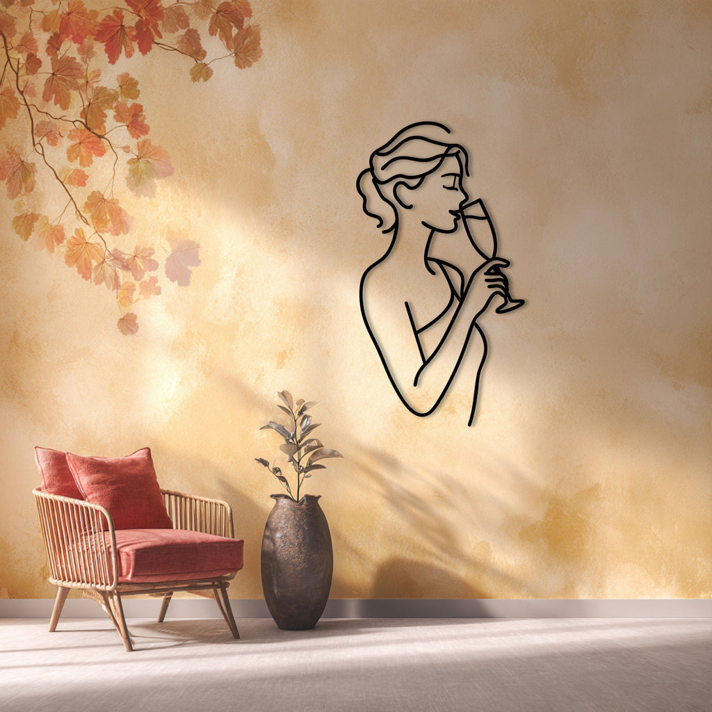 Femme à la coupe de champagne, déco murale en métal noir, vue 3