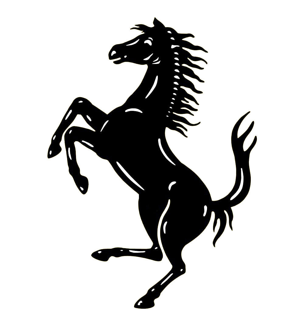 Cheval cabré en métal noir, silhouette murale verticale