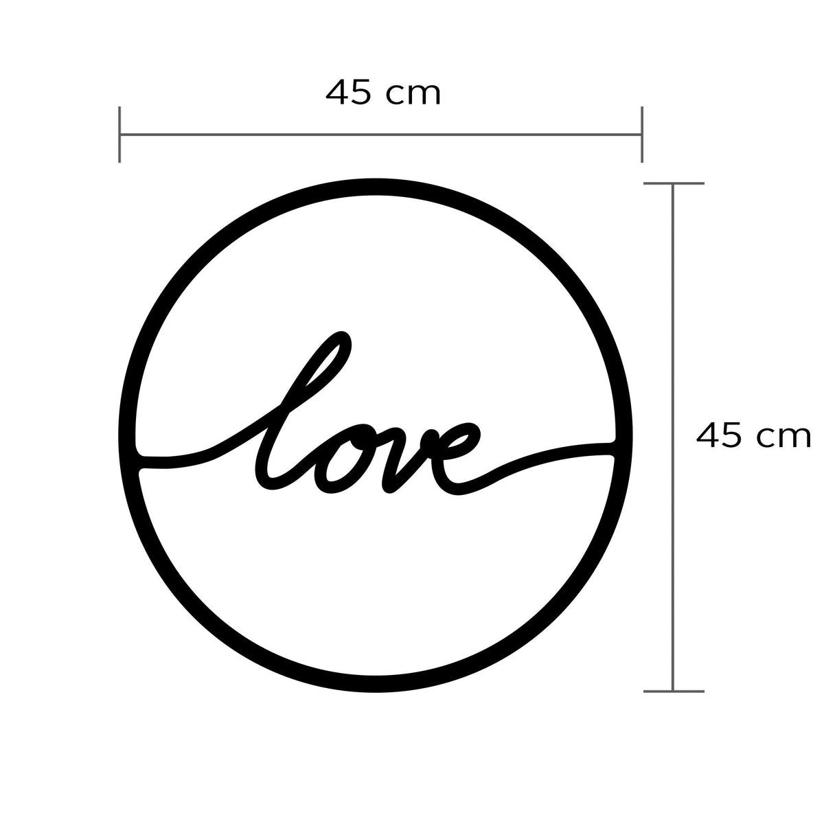 Mot love en lettres liées dans un anneau de métal noir, vue 8
