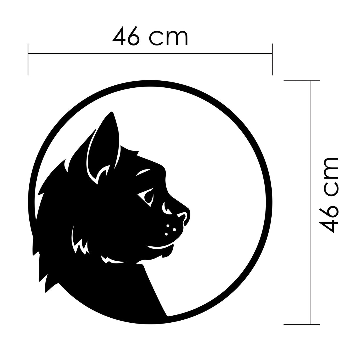 Profil de chat dans un cercle en métal noir, déco murale, vue 5