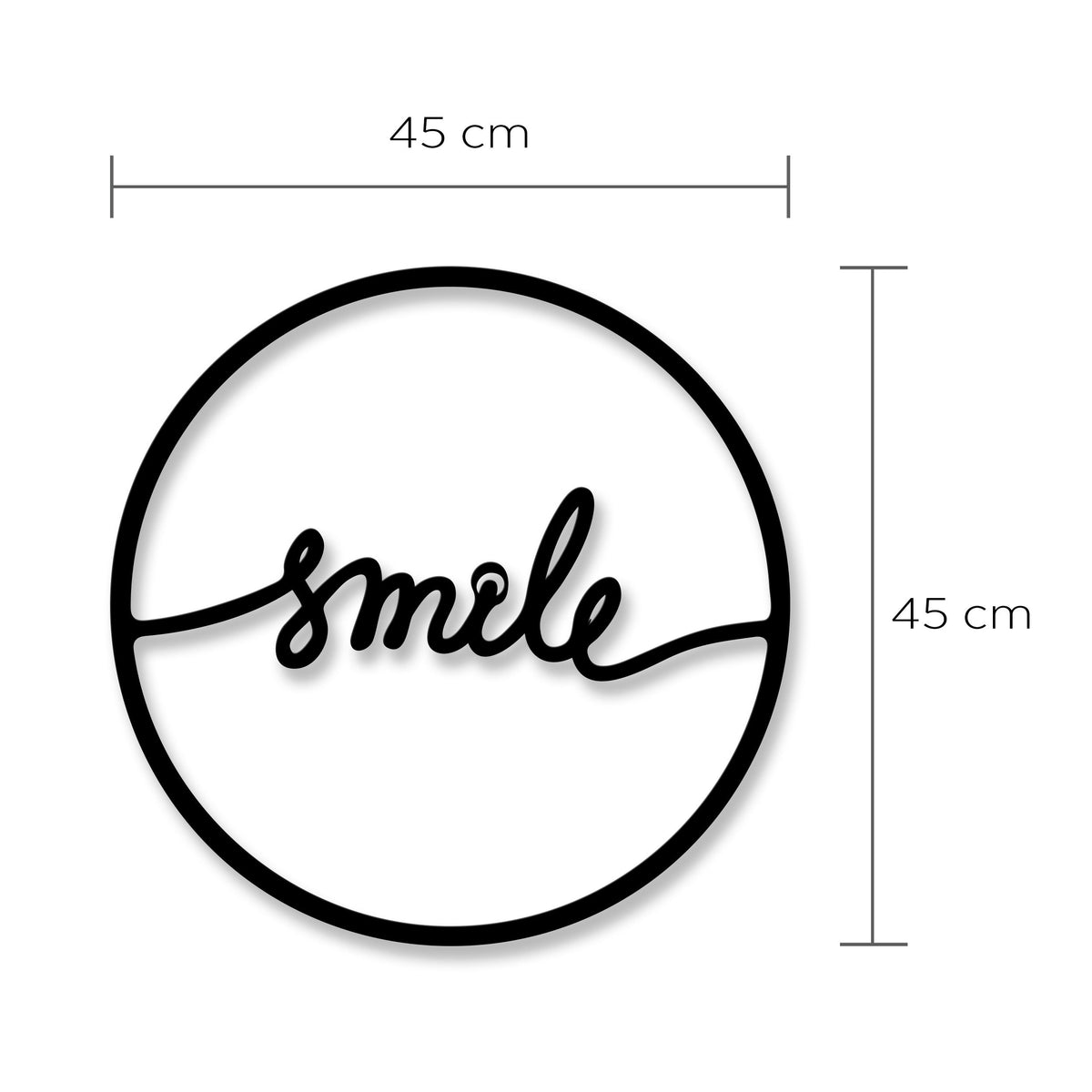 Mot smile manuscrit dans un cercle, déco murale en métal noir, vue 7