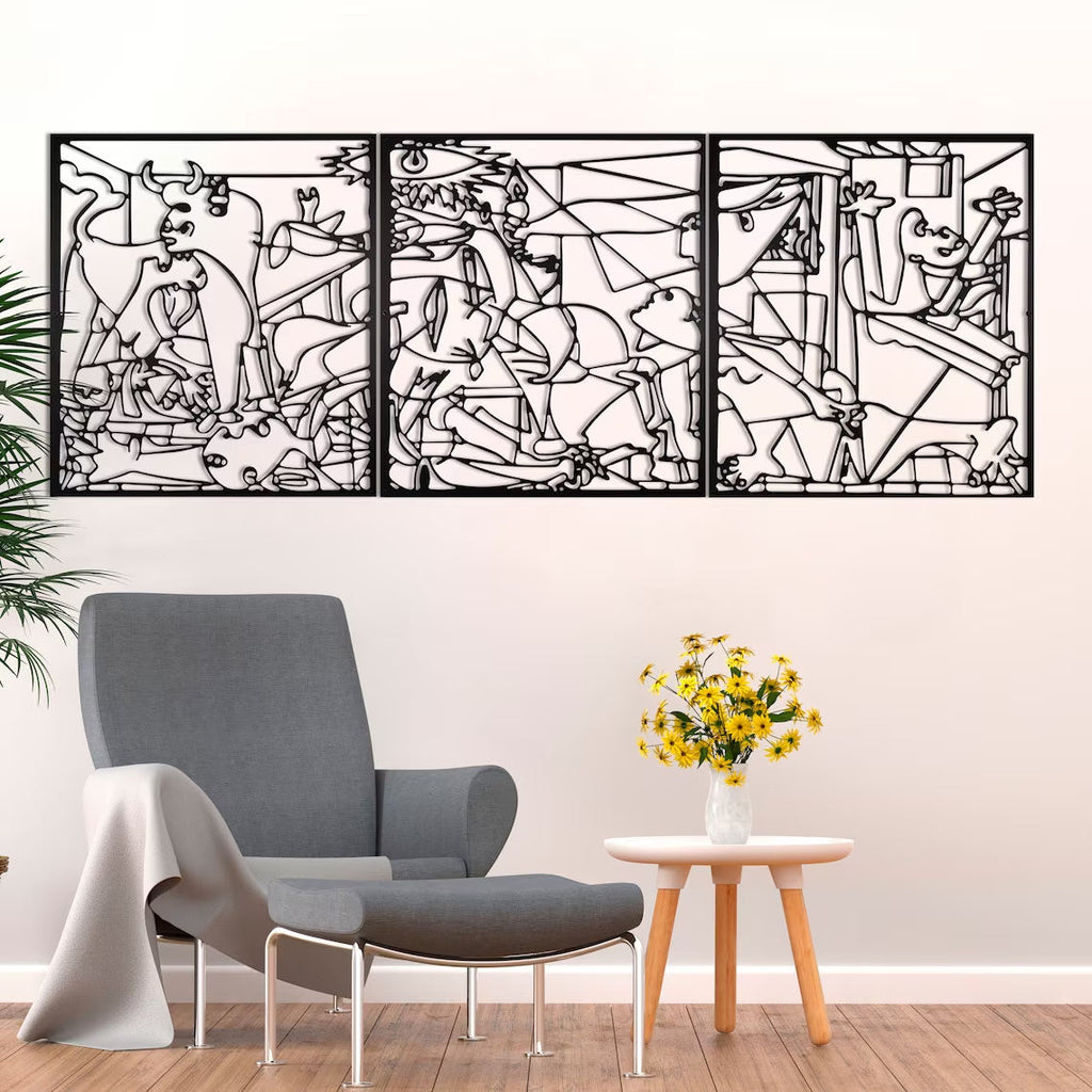 Guernica de Picasso en métal noir, grand format 159 cm, vue 3