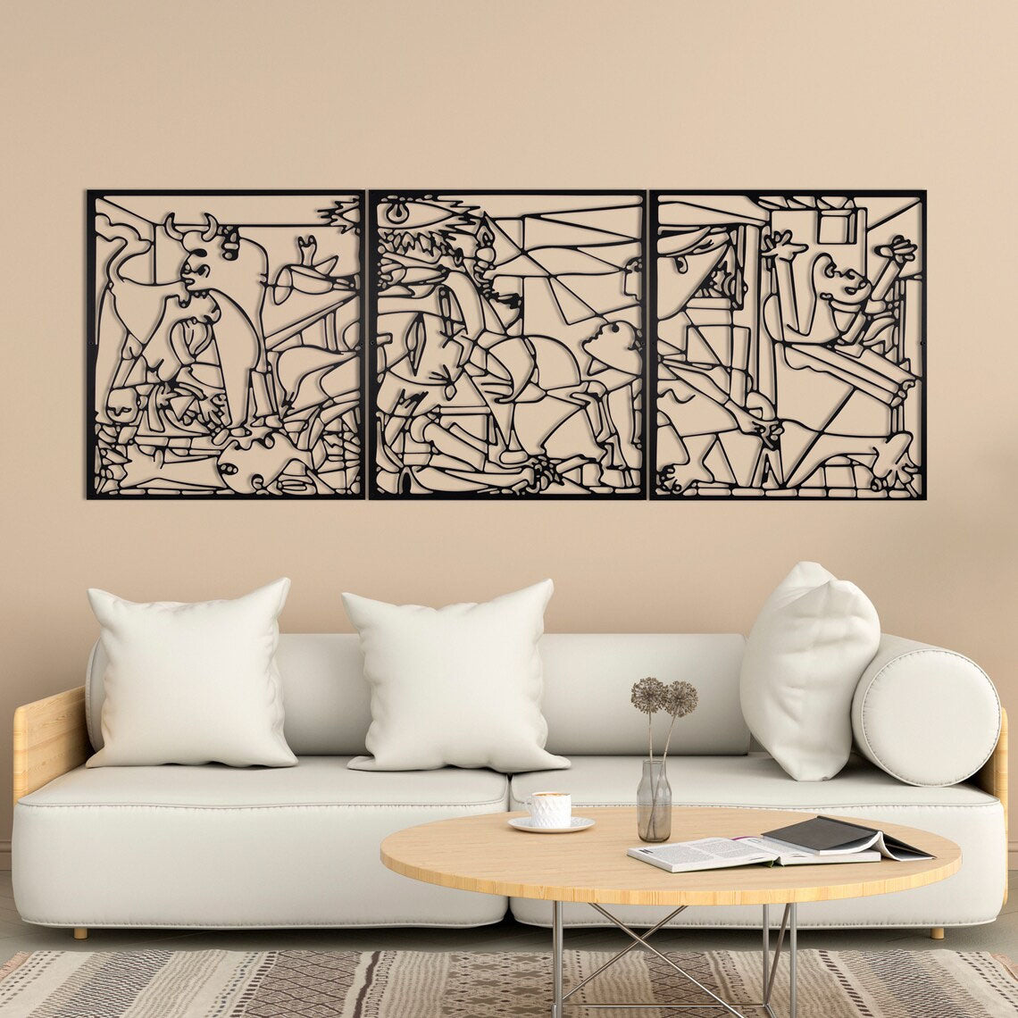 Guernica de Picasso en métal noir, grand format 159 cm, vue 2