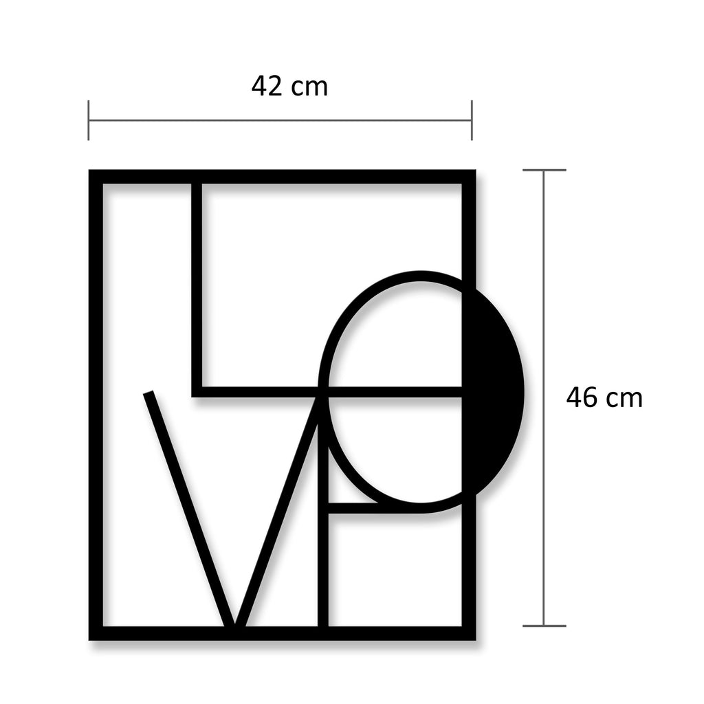 Mot Love dans un cadre, décoration murale en métal noir, vue 4