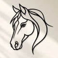 Tête de cheval aux lignes fluides en métal noir, déco murale