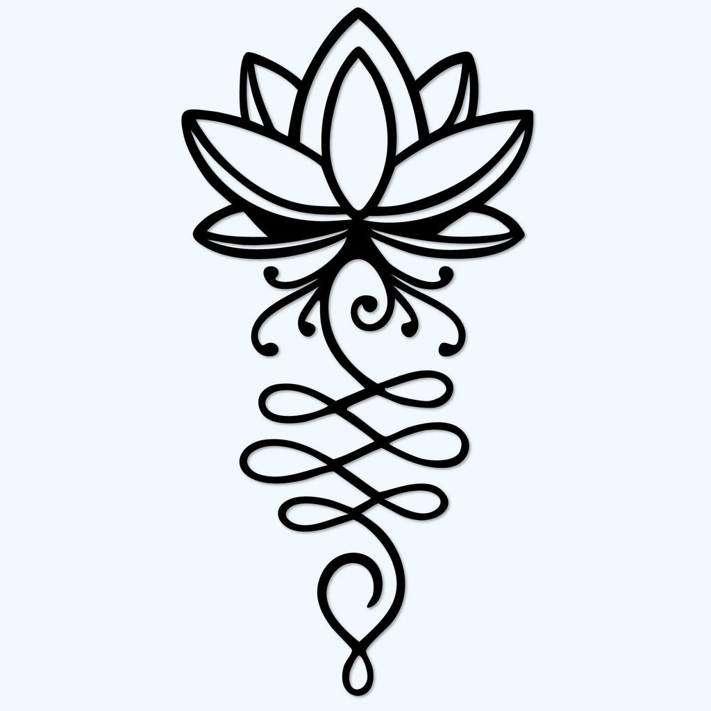 Fleur de lotus en métal noir, déco murale verticale