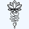 Fleur de lotus en métal noir, déco murale verticale