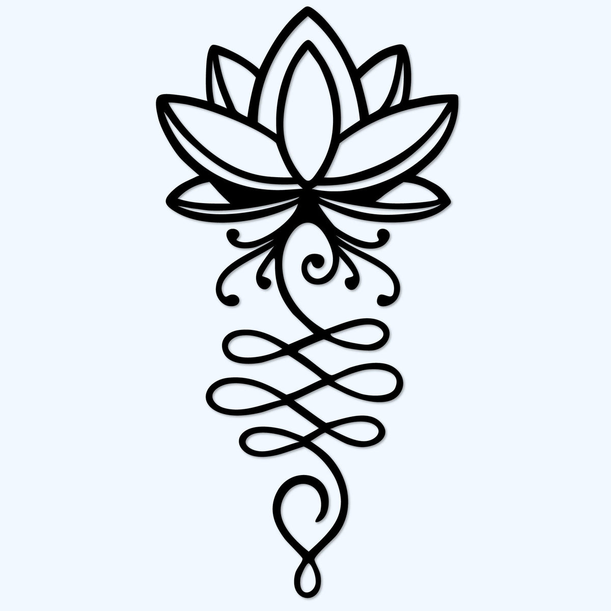 Fleur de lotus en métal noir, déco murale verticale