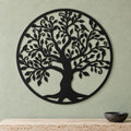 Arbre de vie rond aux oiseaux en métal noir, déco murale