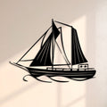 Voilier sur les vagues en métal noir, décoration murale