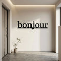 Mot bonjour en lettres de métal noir, déco murale