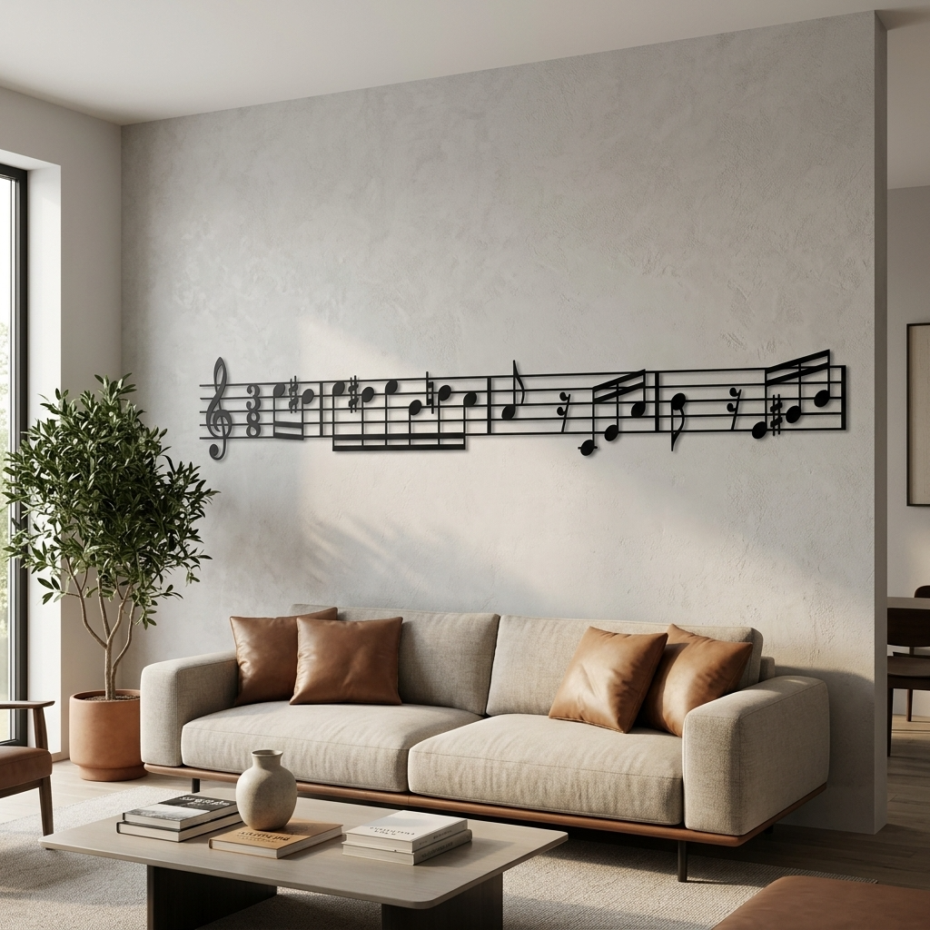 Partition Für Elise en métal noir, décoration murale longue, vue 2