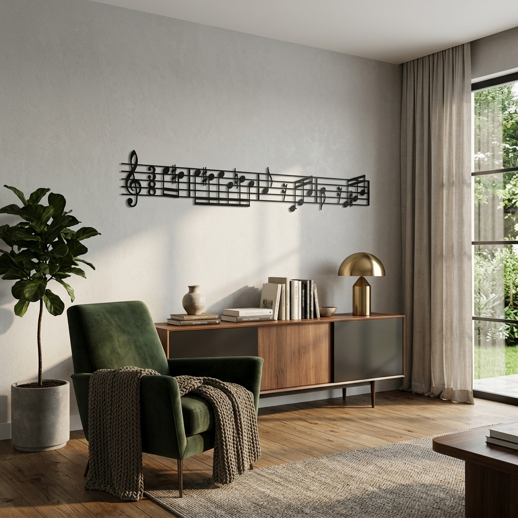 Partition Für Elise en métal noir, décoration murale longue, vue 3