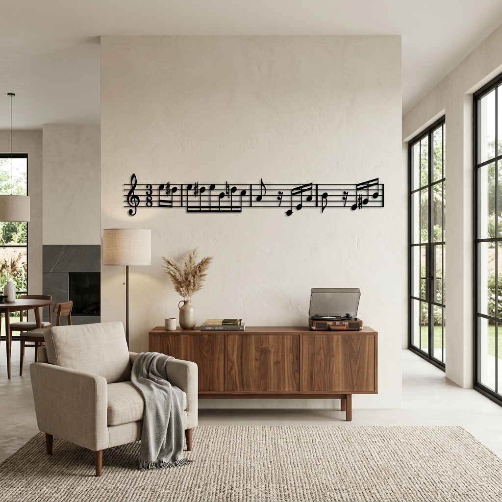 Partition Für Elise en métal noir, décoration murale longue, vue 4