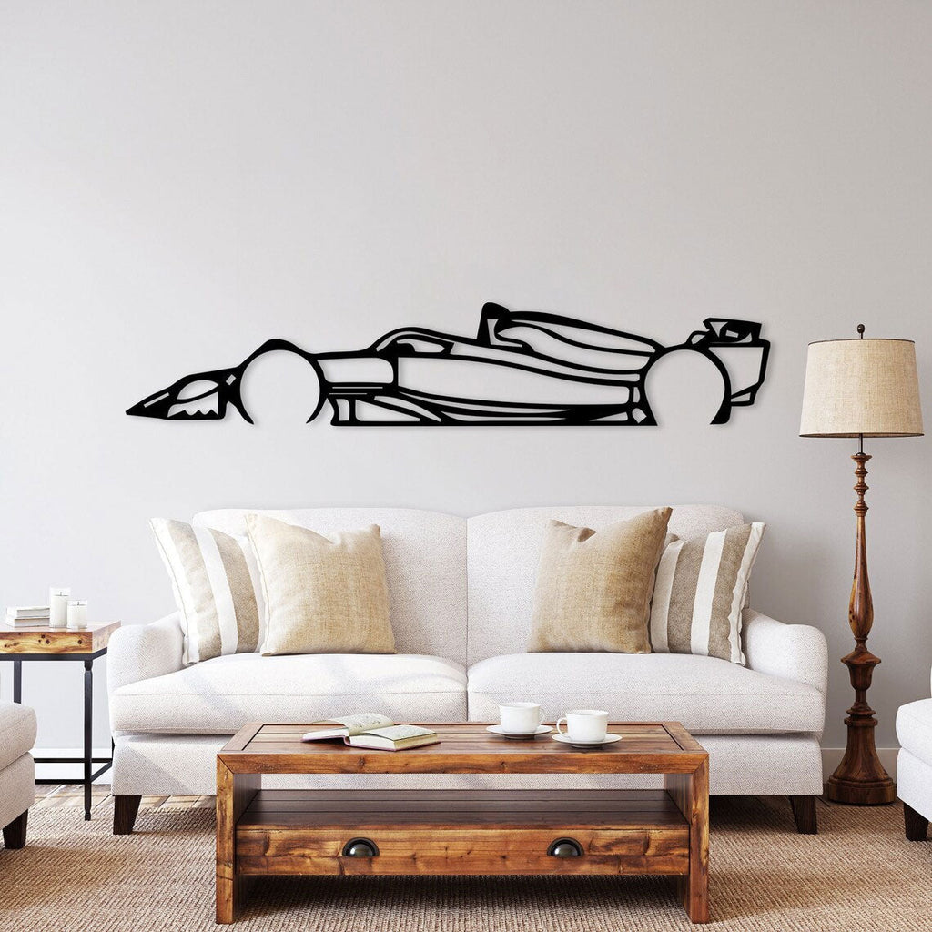 Décoration murale Formule 1 en métal noir, silhouette de profil, vue 3