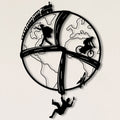 Globe des voyageurs en métal noir, train, vélo et avion