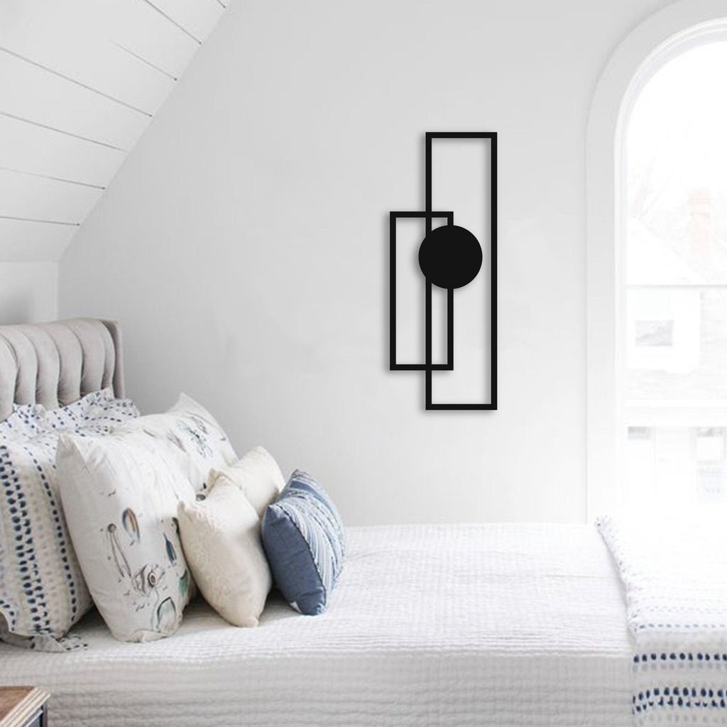 Déco murale géométrique rectangles et cercle en métal noir, vue 3