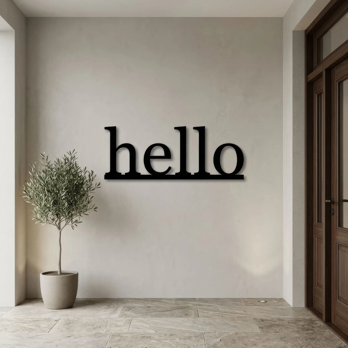 Mot hello en lettres de métal noir, déco murale, vue 4