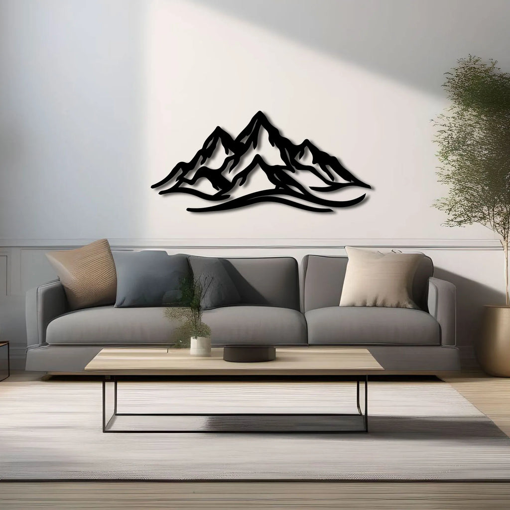 Chaîne de montagnes en métal noir, déco murale 120 cm, vue 2