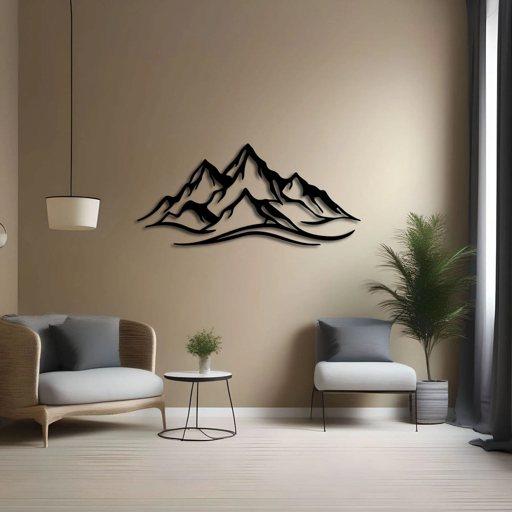 Chaîne de montagnes en métal noir, déco murale 120 cm, vue 4