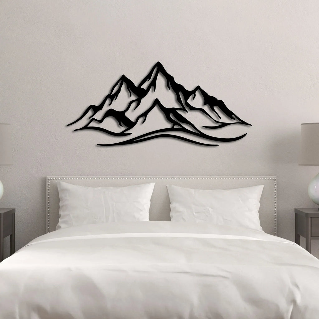 Chaîne de montagnes en métal noir, déco murale 120 cm, vue 3