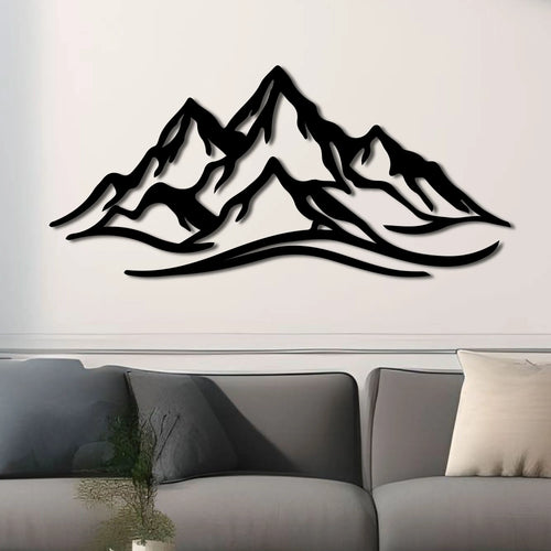 Chaîne de montagnes en métal noir, déco murale 120 cm