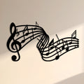 Portée musicale et clé de sol en métal noir, déco murale