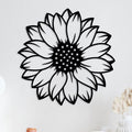 Tournesol rond en métal noir, déco murale fleur 60 cm