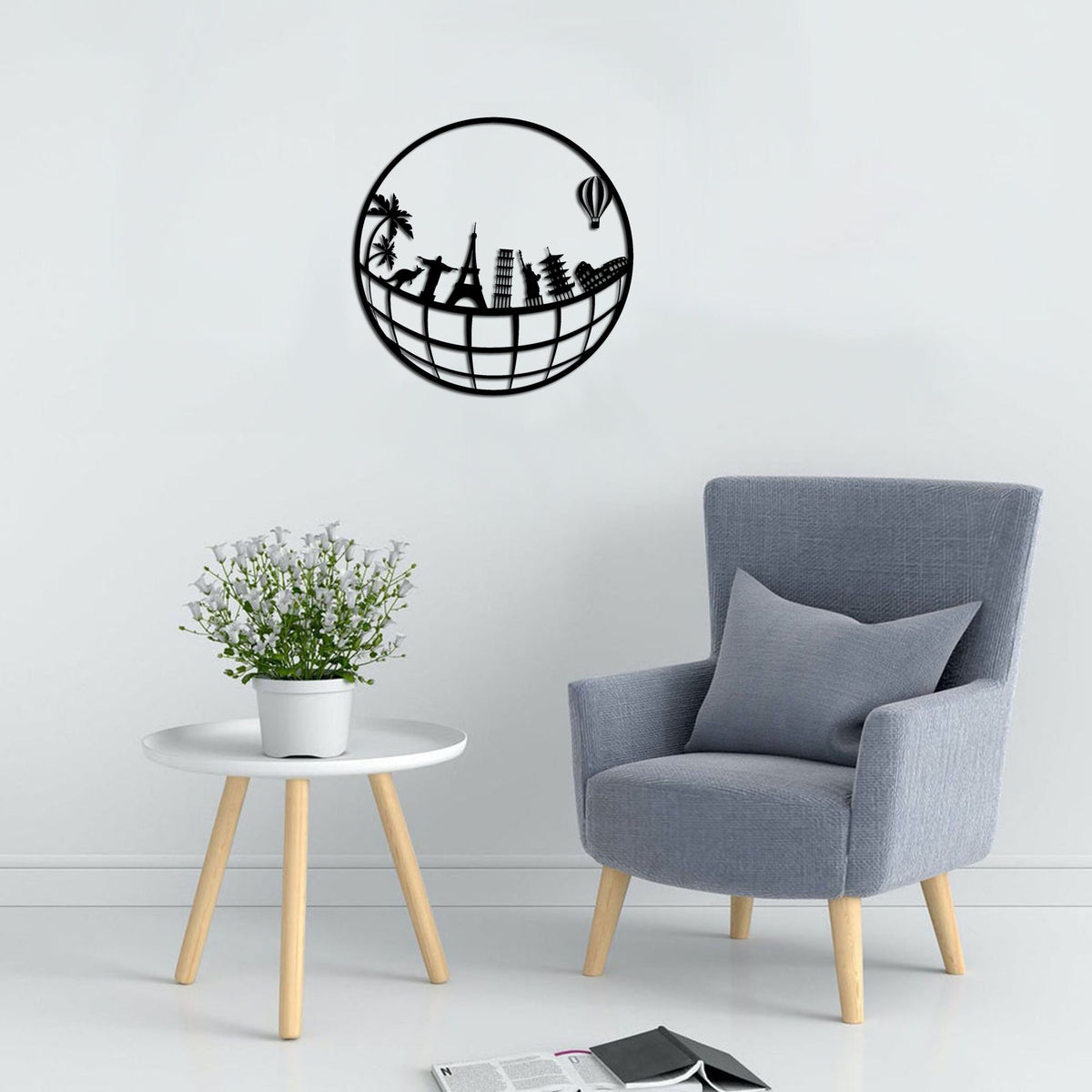 Monuments du monde dans un cercle en métal noir, 45 cm, vue 3