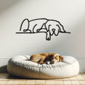 Chien endormi en métal noir, décoration murale allongée