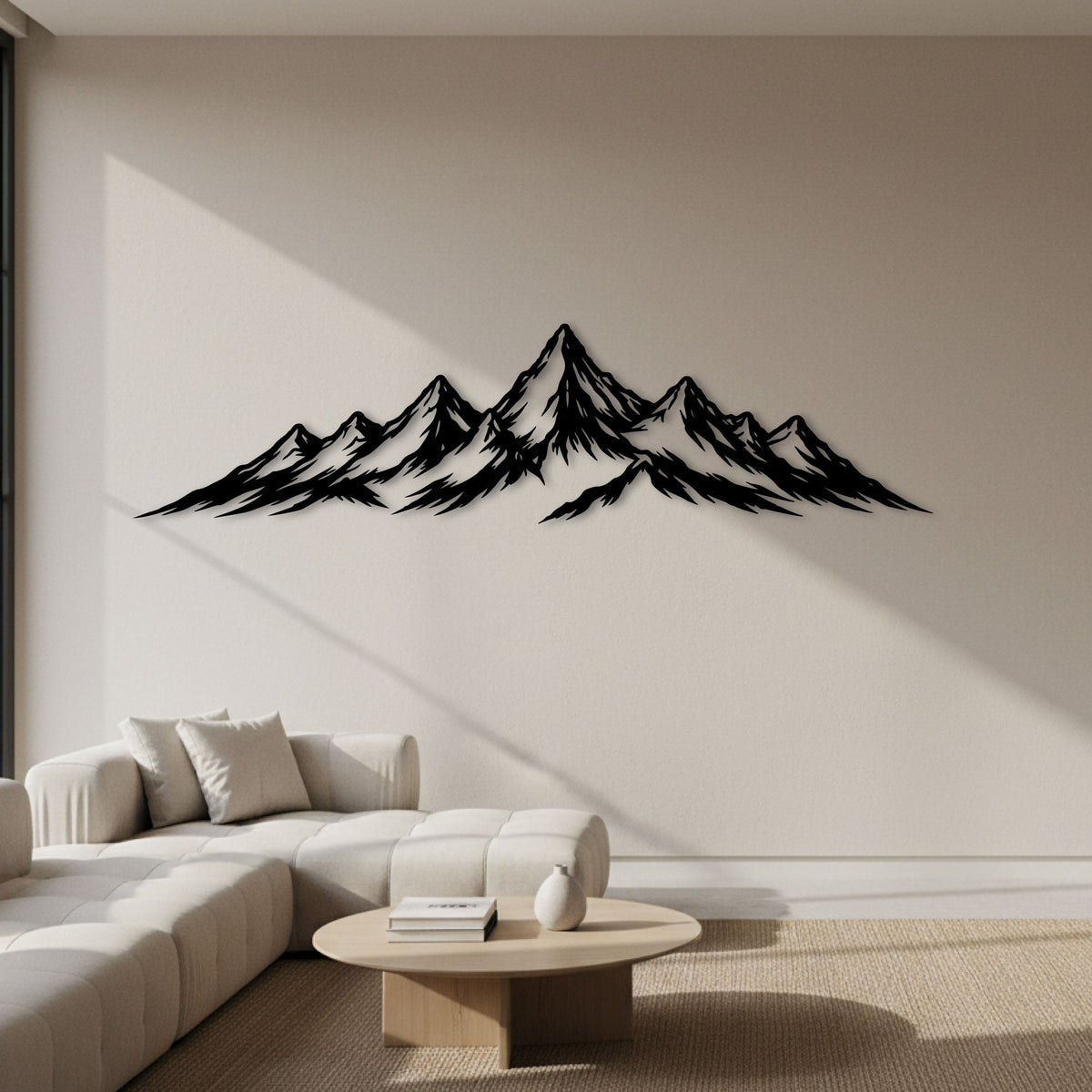 Chaîne de montagnes des Alpes en métal noir, déco panoramique, vue 3
