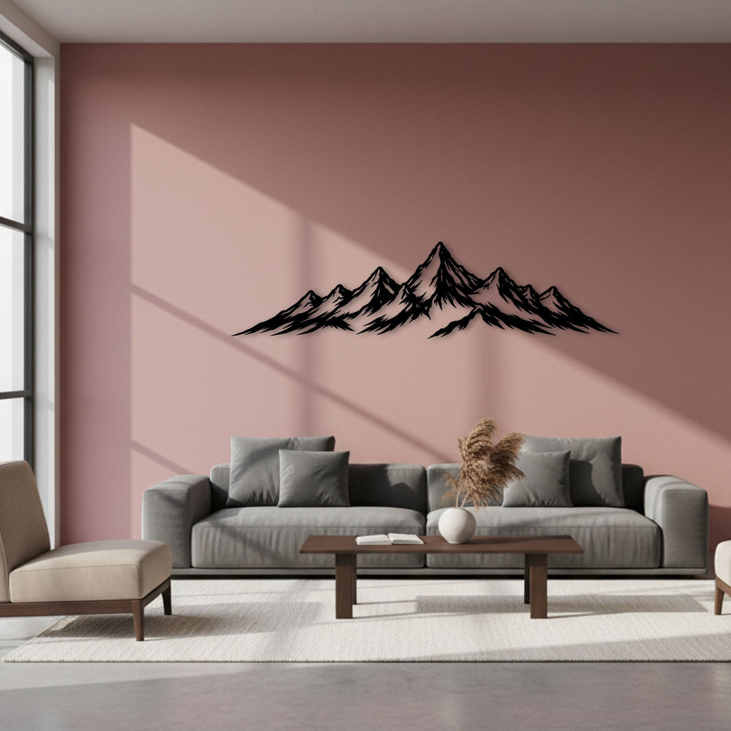 Chaîne de montagnes des Alpes en métal noir, déco panoramique, vue 4