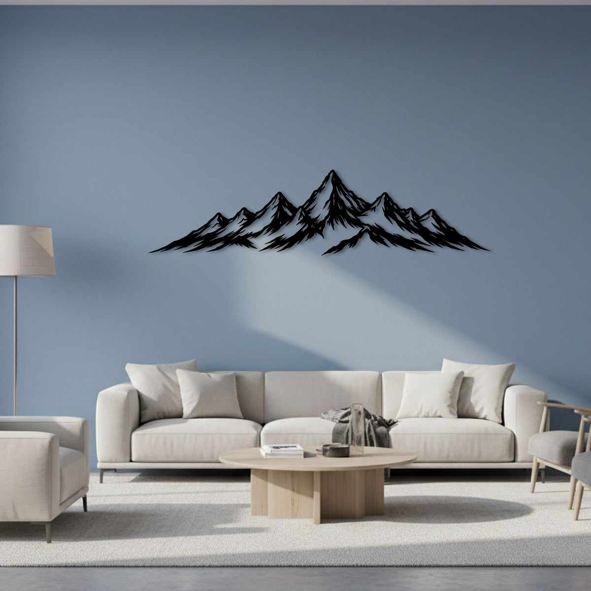 Chaîne de montagnes des Alpes en métal noir, déco panoramique, vue 2