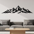 Chaîne de montagnes des Alpes en métal noir, déco panoramique