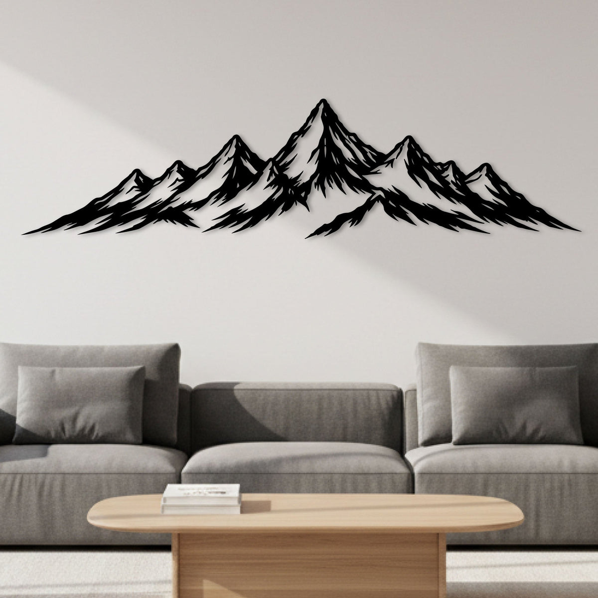 Chaîne de montagnes des Alpes en métal noir, déco panoramique