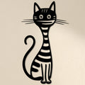 Chat rayé au long cou en métal noir, déco murale amusante