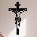 Crucifix mural, Christ sur la croix en métal noir
