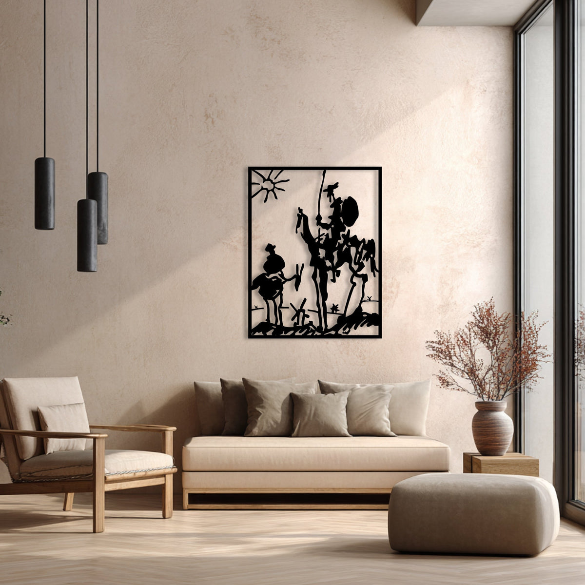 Décoration murale Picasso Don Quichotte en métal noir, vue 3