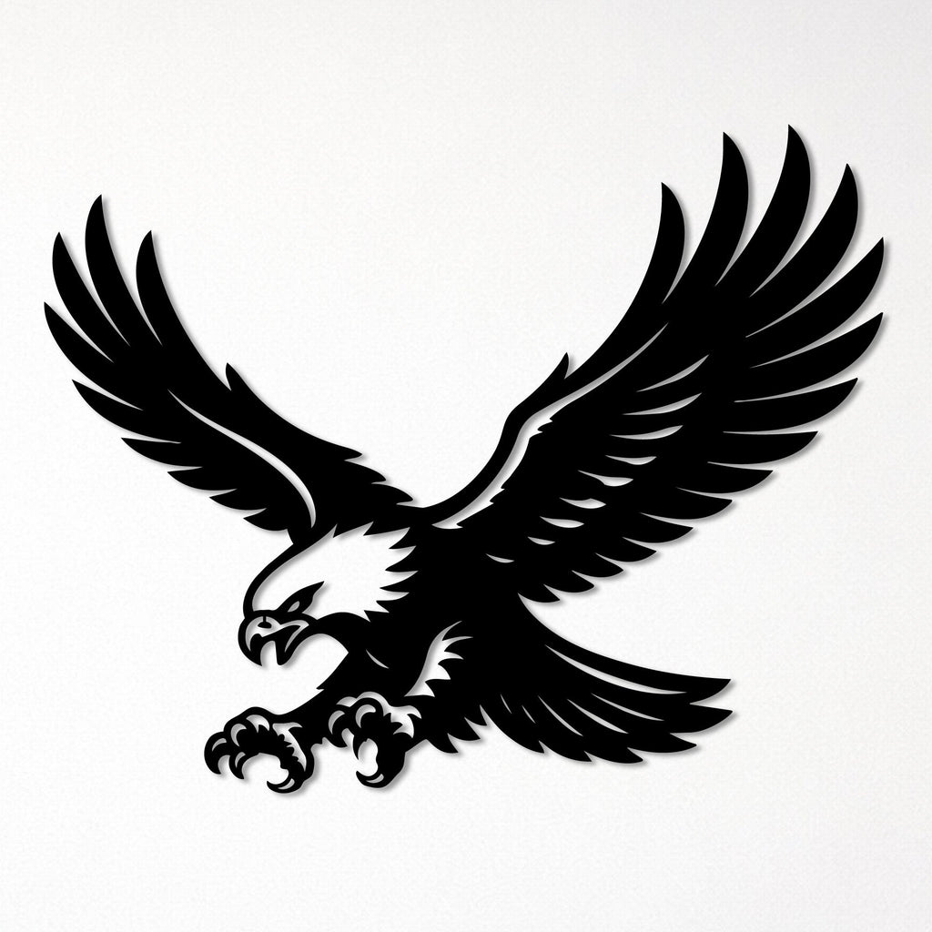 Aigle aux ailes déployées en métal noir, déco murale