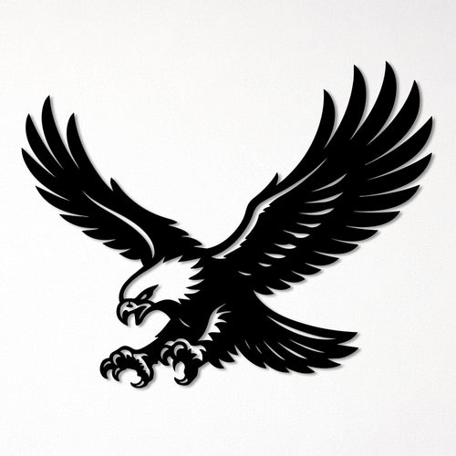 Aigle aux ailes déployées en métal noir, déco murale
