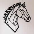 Tête de cheval géométrique en métal noir, décoration murale