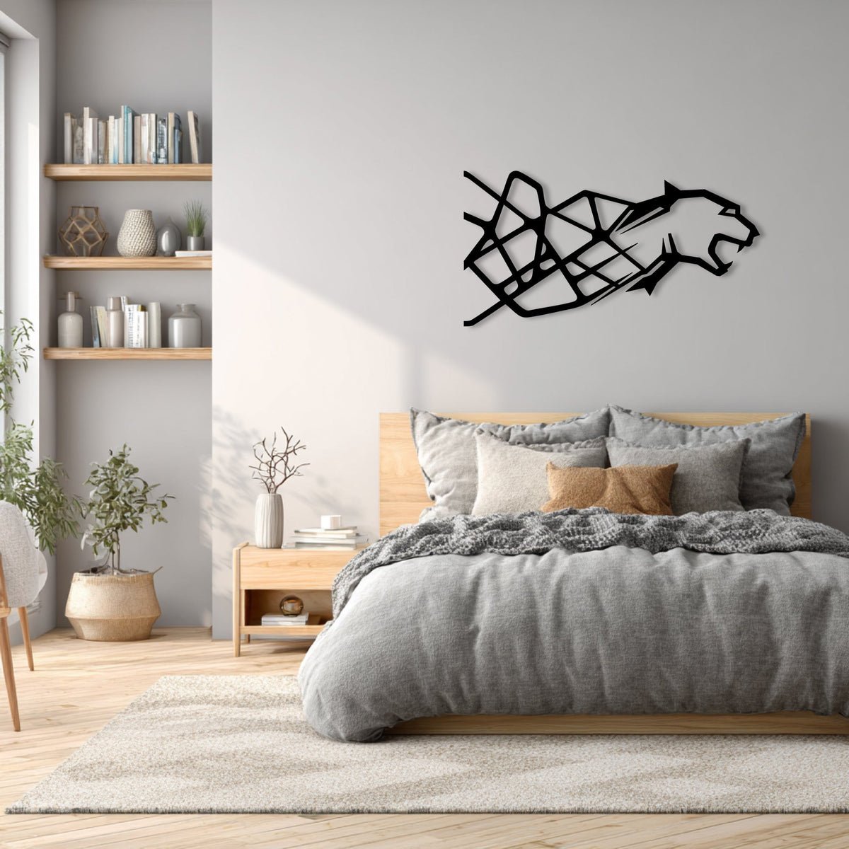 Panthère géométrique en métal noir, déco murale 96 cm, vue 4