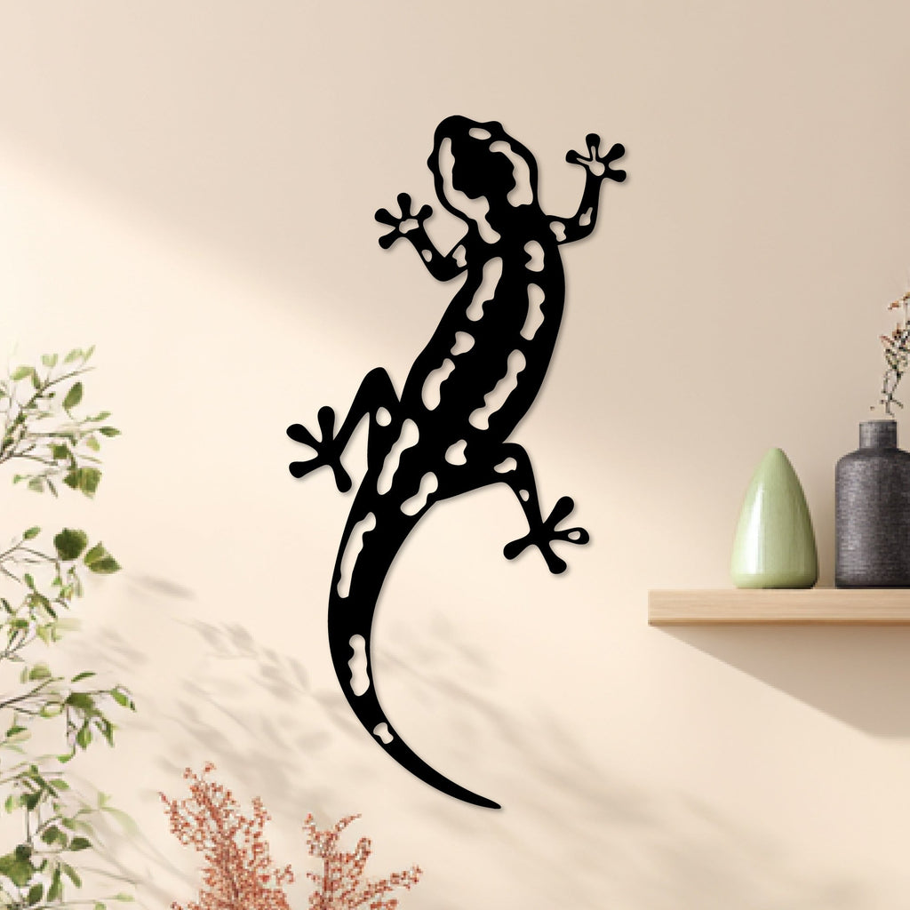 Salamandre tachetée en métal noir, déco murale animal