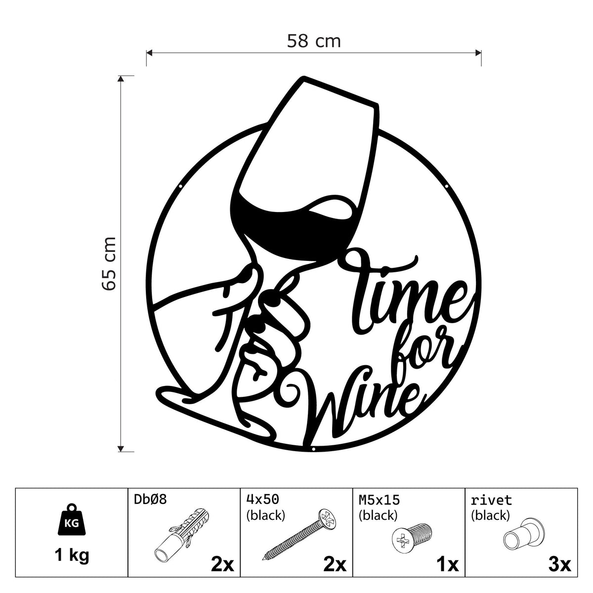 Time for Wine, femme au verre de vin en métal noir, vue 3