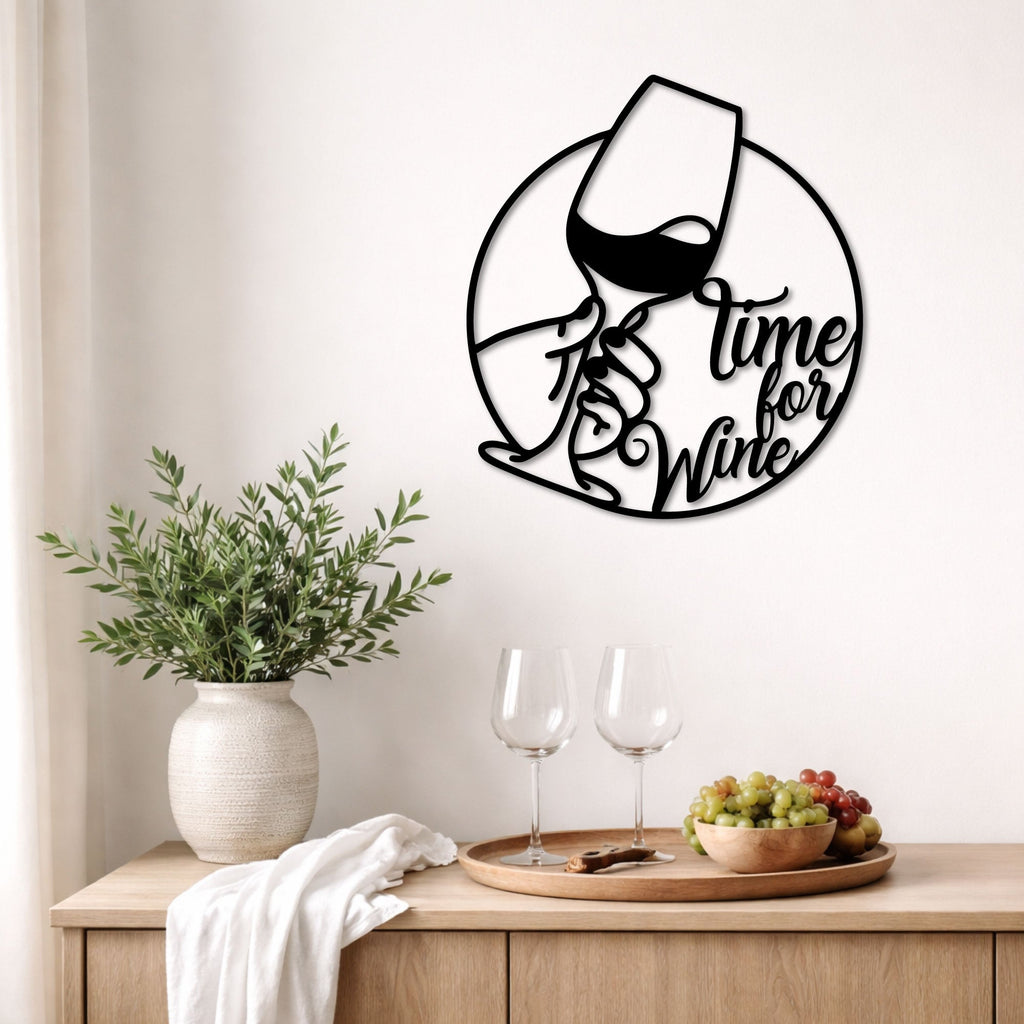 Time for Wine, femme au verre de vin en métal noir, vue 2