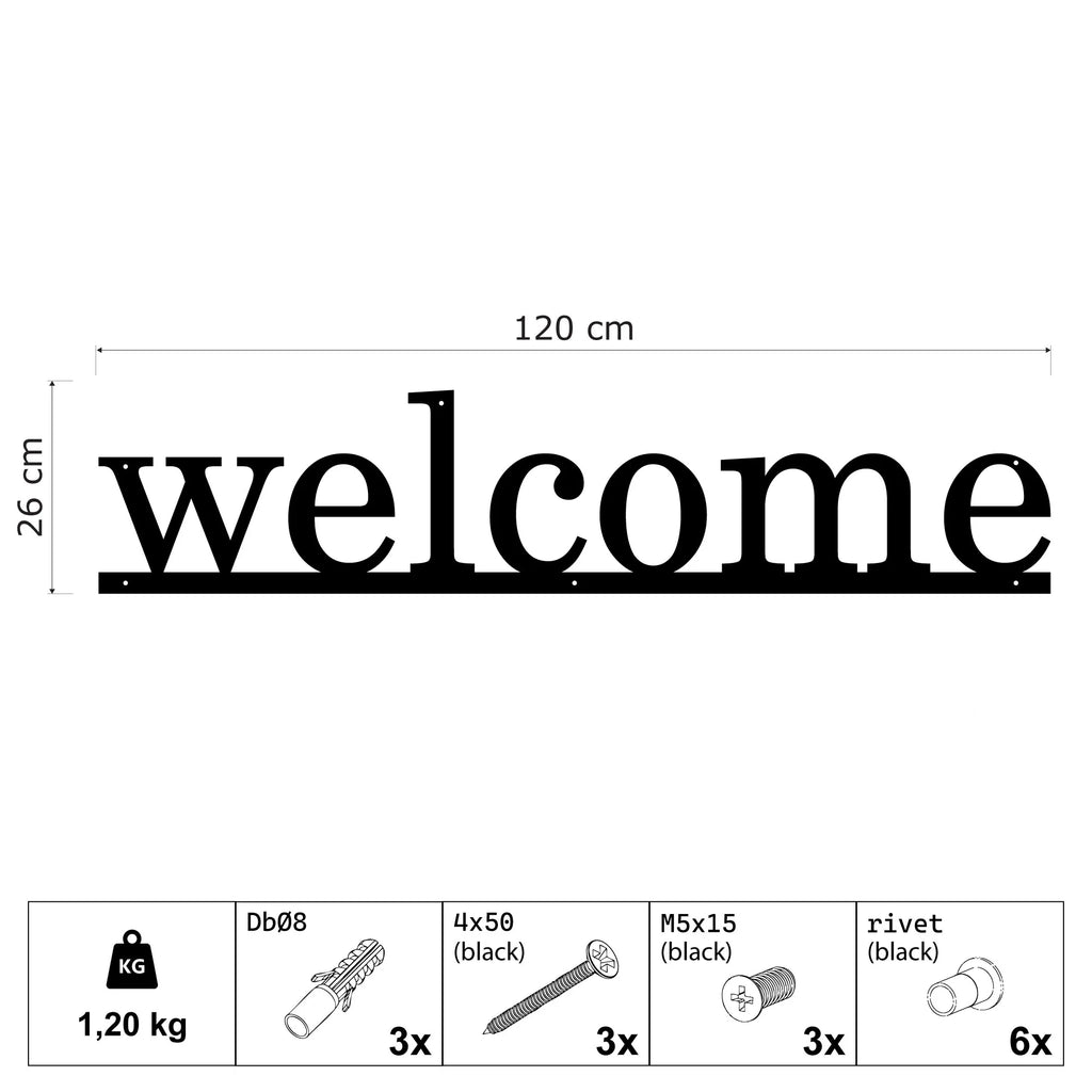 Mot welcome en lettres de métal noir, déco murale d'entrée, vue 6